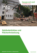 Vorschaubild der Titelseite zum Thema Gebäuderückbau mit Bild und grünem Balken