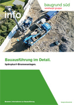 Dokumententitel zur Brunnenbau-Ausführung mit grünem Infobalken und Baustellenfoto